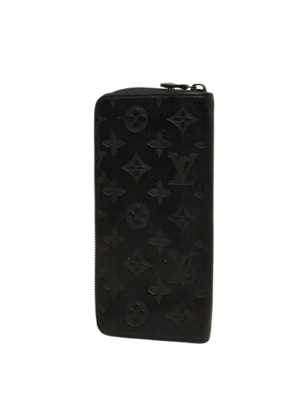 Louis Vuitton Monogram Shadow Zippy Wallet Vertical Black Leather